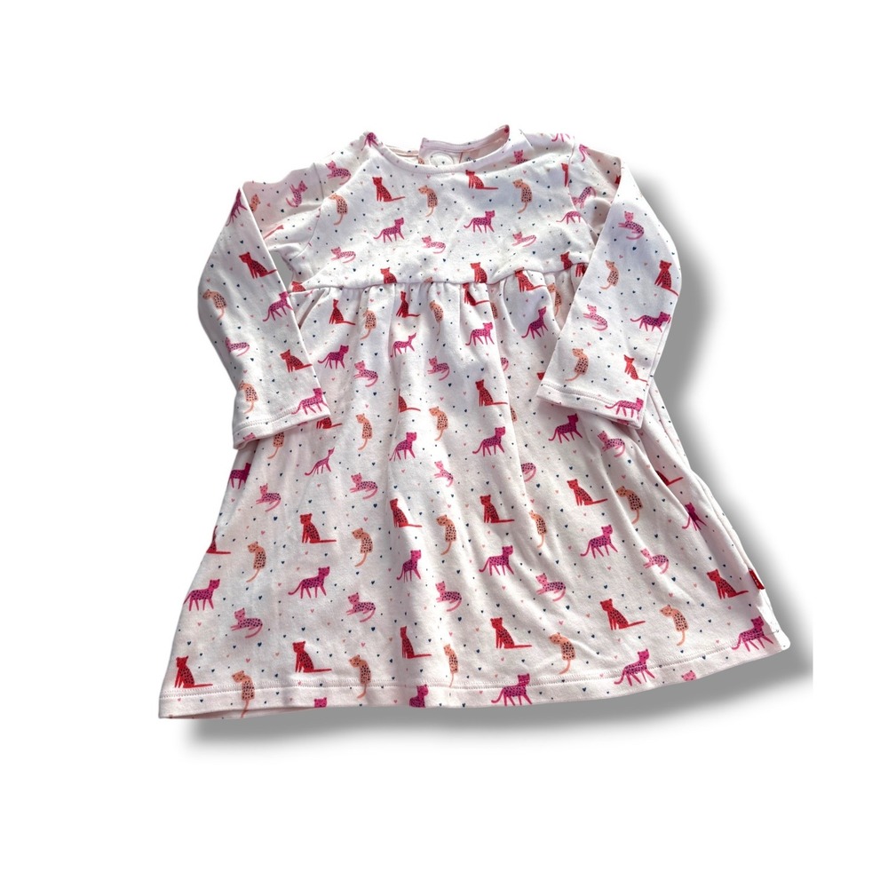 Magnetic Me Dress Toddler 3T Pink Leopard Cat Heart Print Modal Long Sleeve